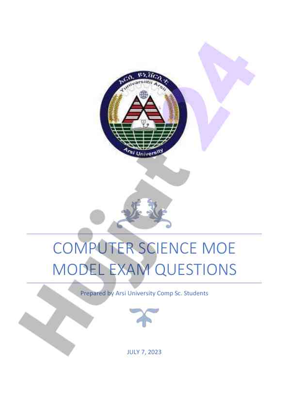 Computer science model exam questions overview