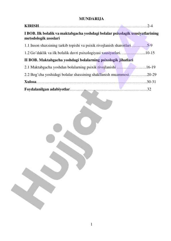 Ilk bolalik va maktabgacha bolalar psixologiyasi