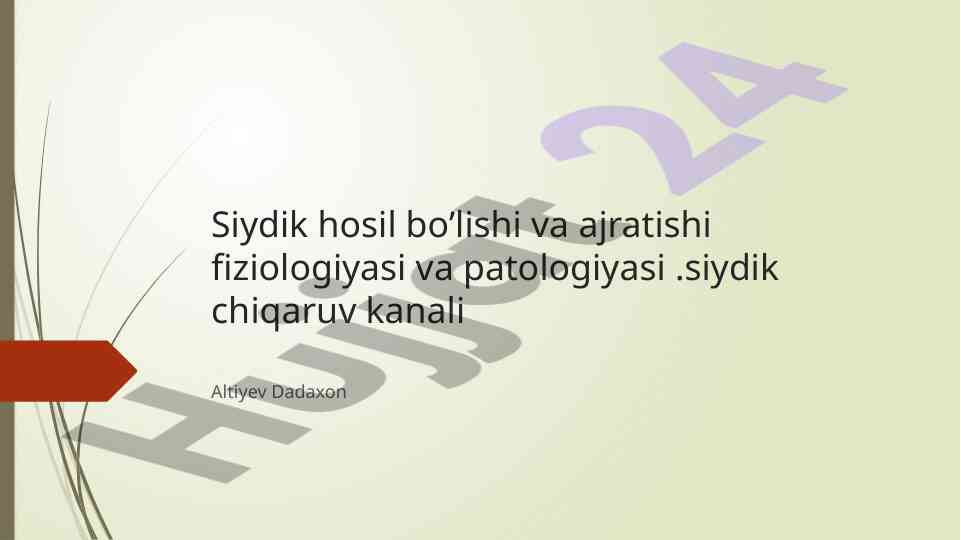 Siydik hosil bo'lishi va ajratishi fiziologiyasi