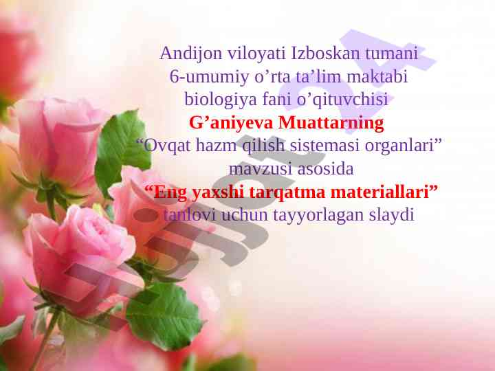 Ovqat hazm qilish sistemasi organlari slaydi