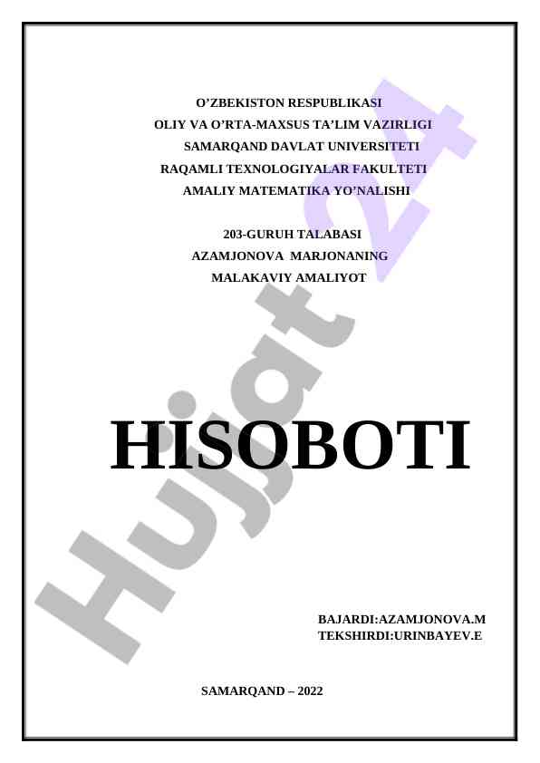 Oddiy matematik modellarning sinteziga doir misollar