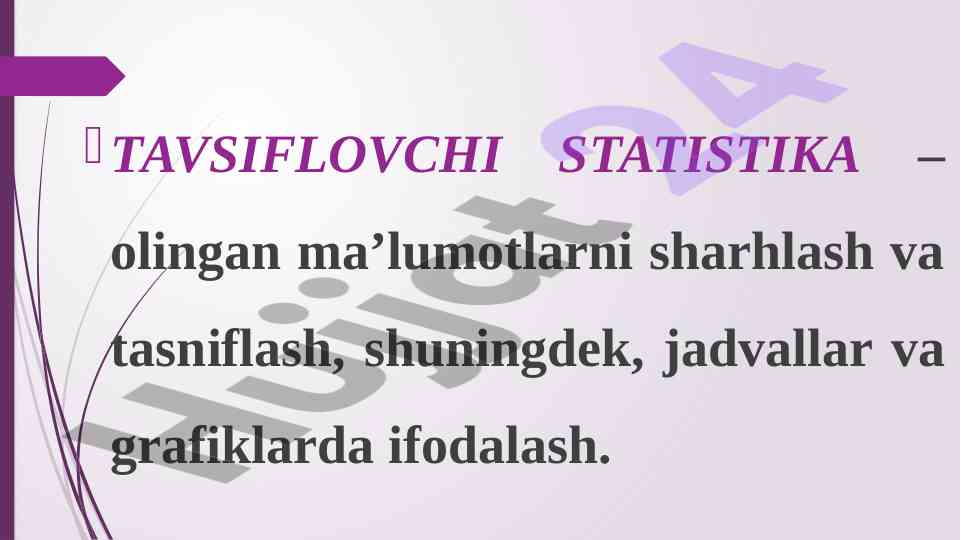 Tavsiflovchi statistikani tahlil qilish