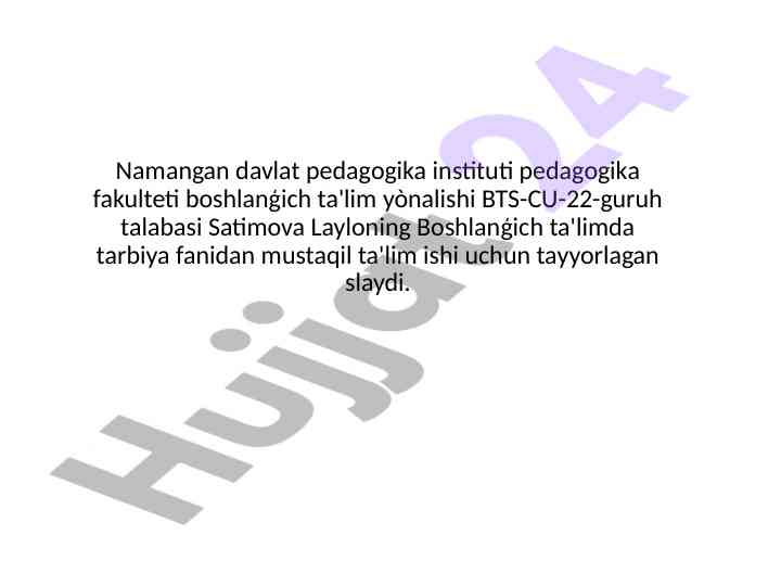 Boshlanģich ta'limda tarbiya fanini o'qitishda treninglar