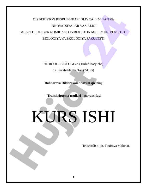 Transkriptoma usullari - biologiya tadqiqoti