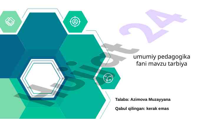 Umumiy pedagogika fandi asosiy tushunchalari