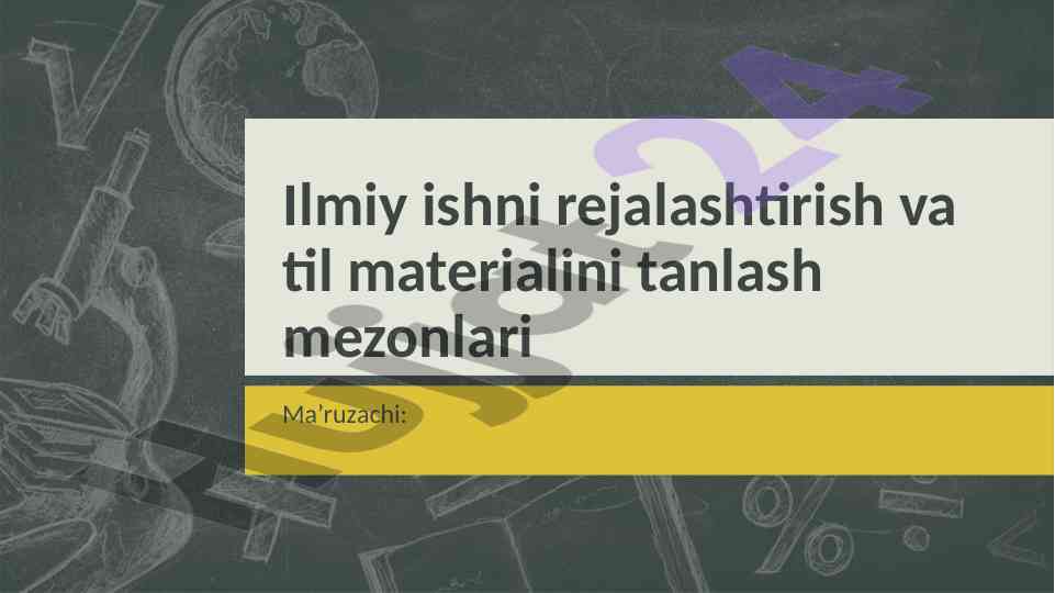 Rejalashtirish va til materialini tanlash mezonlari
