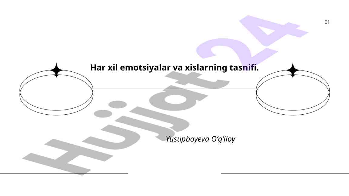 Emotsiyalar va xislarning tasnifi