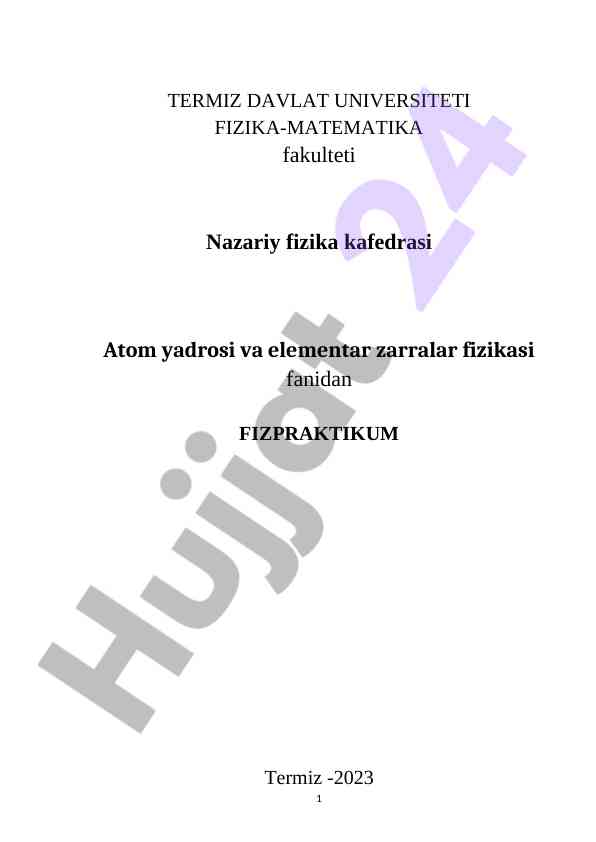 Dozimetria asoslari laboratoriya ishlari