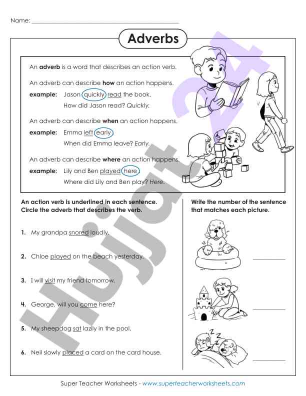 Adverb usage in action verbs activities