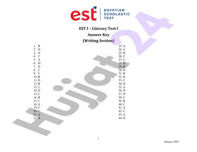 Literacy test i answer key for writing section
