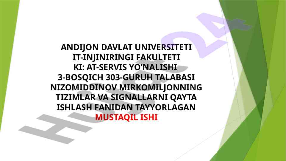 Diskret signallar va ularning qo'llanilishi