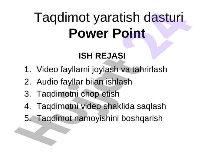 Taqdimot yaratish va multimedia fayllar bilan ishlash
