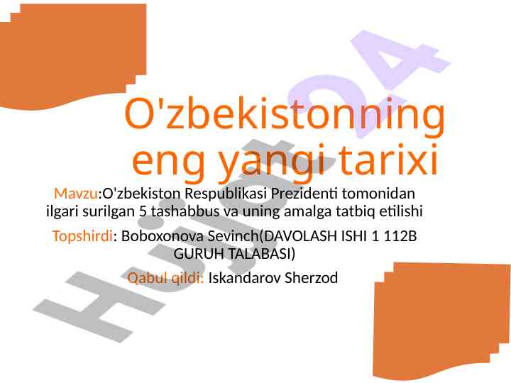 O'zbekiston prezidentining 5 tashabbusi tahlili