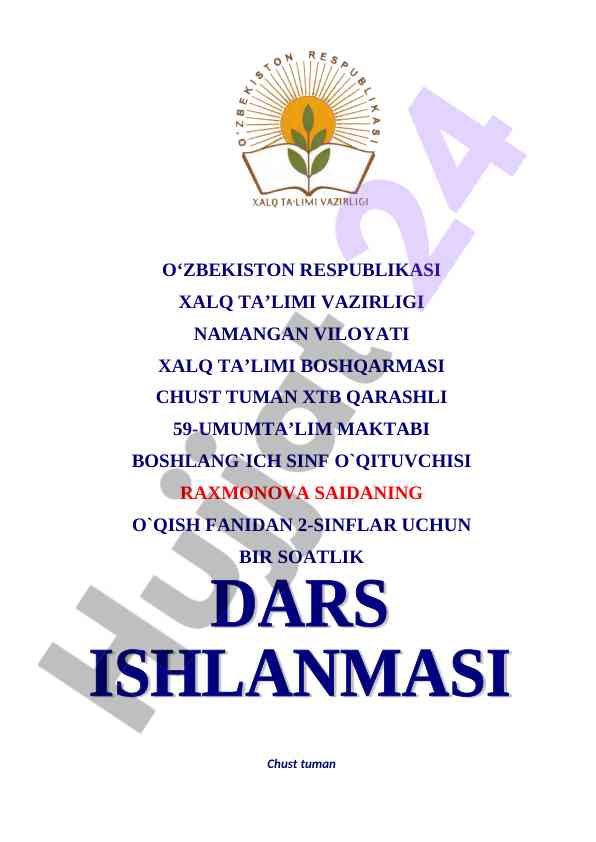 Nima eksang shuni o`rasan dars ishlanmasi