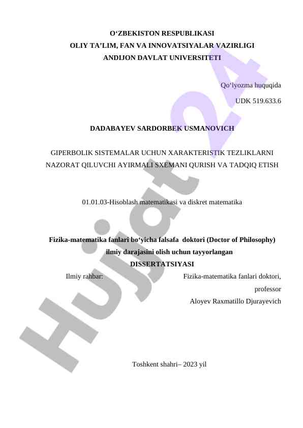 Giperbolik sistemalar uchun xarakteristik tezliklar