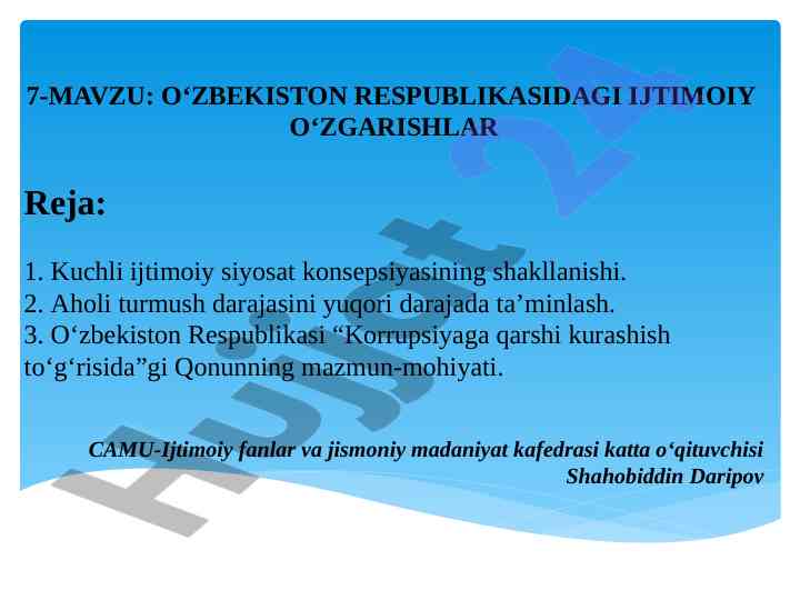 O‘zbekistonda ijtimiy o‘zg‘ishlar va siyosat tahlili