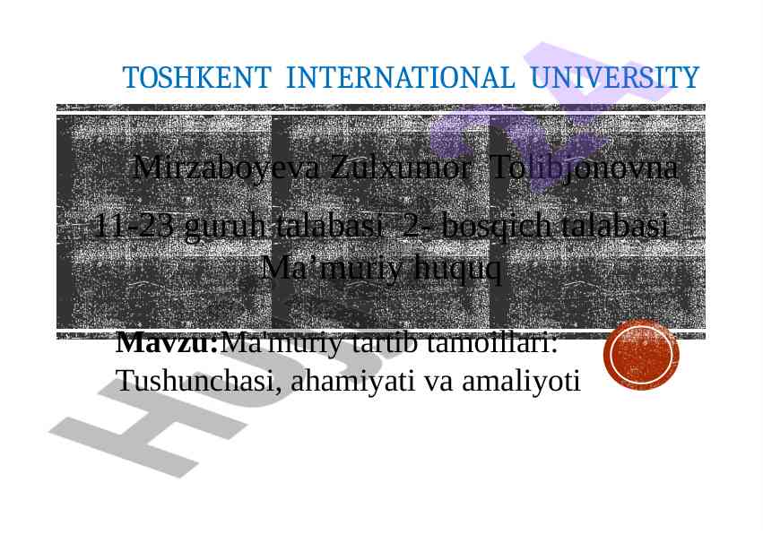 Ma'muriy tartib tamoillari: tushunchasi va ahamiyati