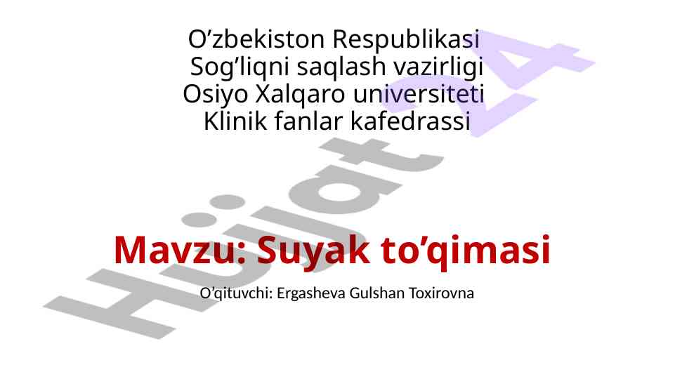 Suyak to'qimasi tushunchasi va tuzilishi