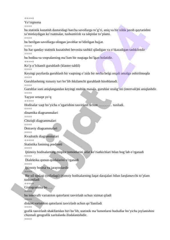 Statistik kuzatish dasturi uchin yo'riqnoma