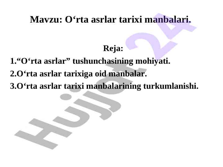 O'rta asrlar tarixi manbalari tahlili