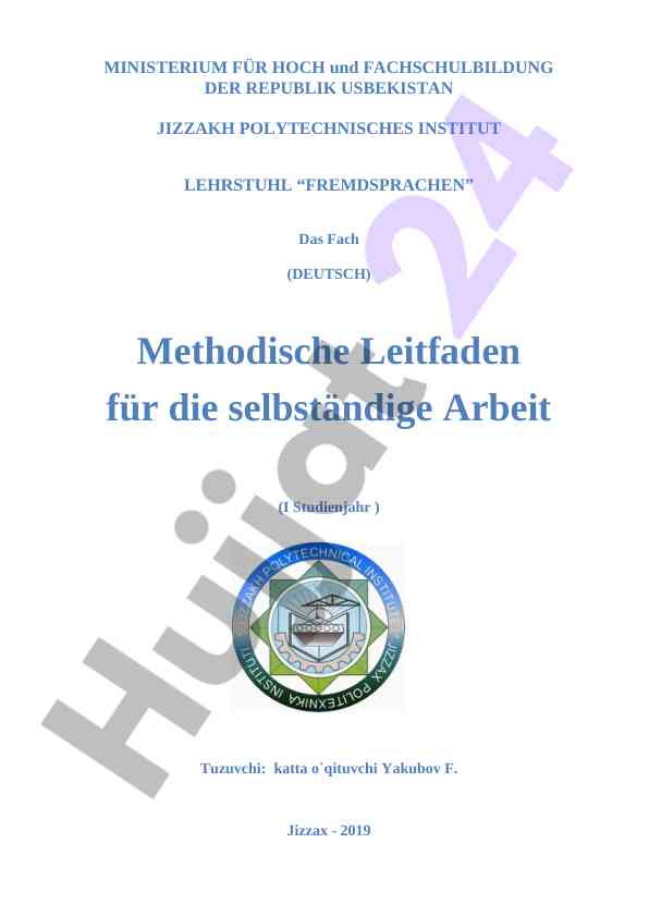 Metodisches handbuch für selbständige arbeit deutsch