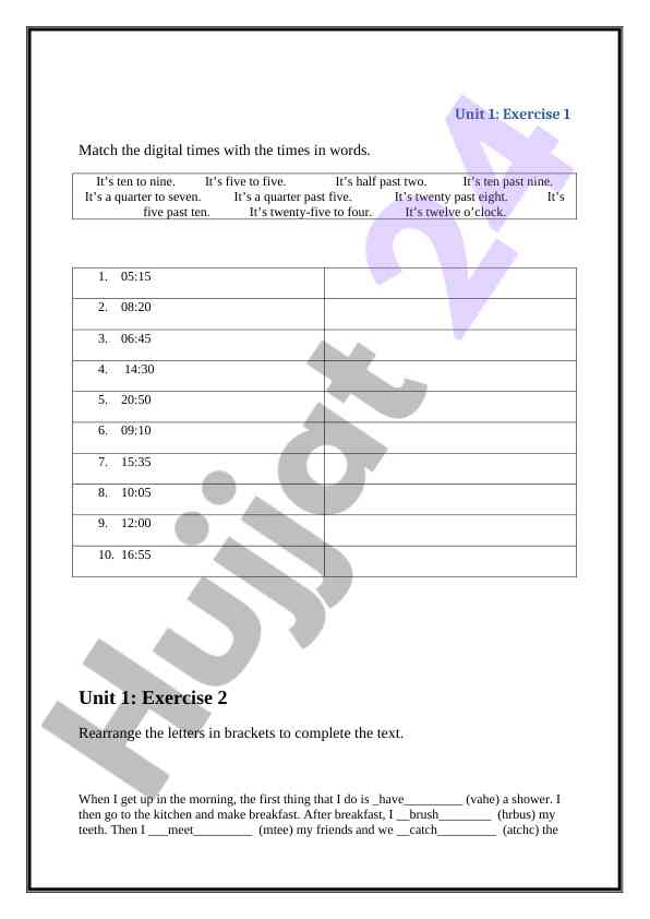 Digital times and daily routine exercises