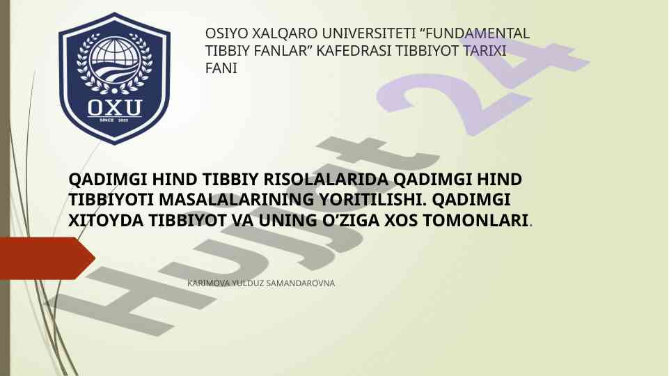 Qadimgi xitoy tibbiyoti va tarixi masalalari