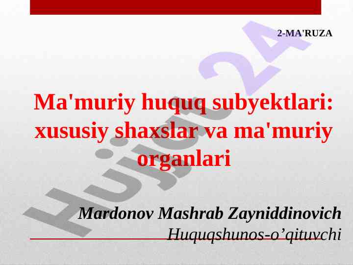 Ma'muriy huquq subyektlari va huquq layoqati
