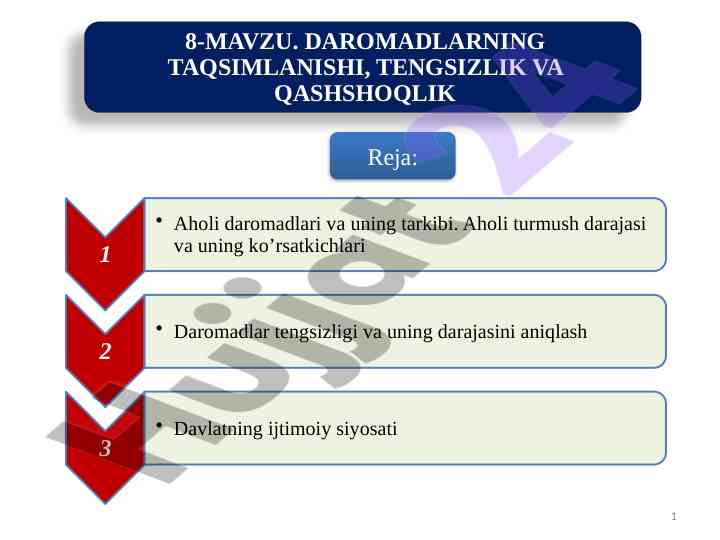 Aholi daromadlari va turmush darajasi