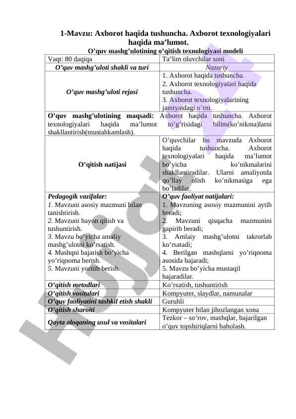 Axborot texnologiyalari haqida tushuncha