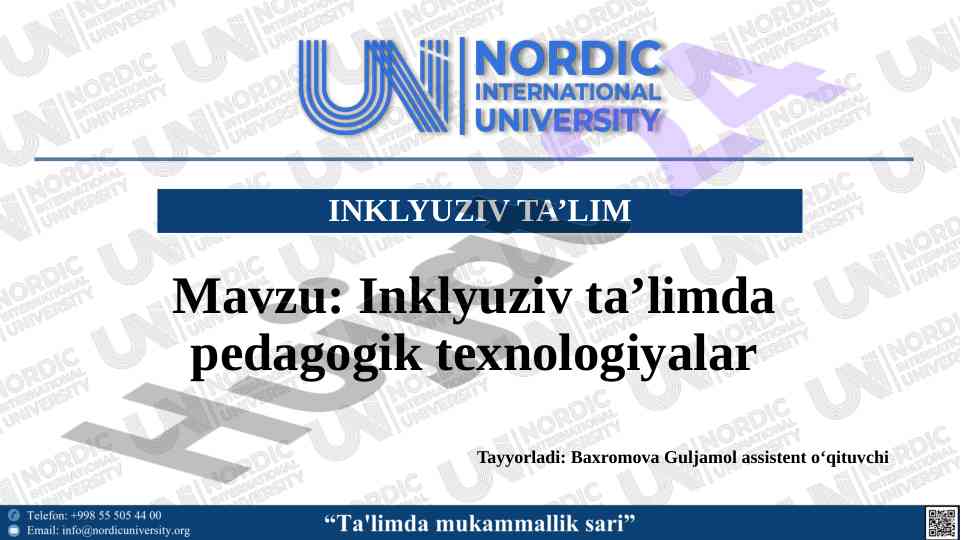 Inklyuziv ta’limda pedagogik texnologiyalar tahlili