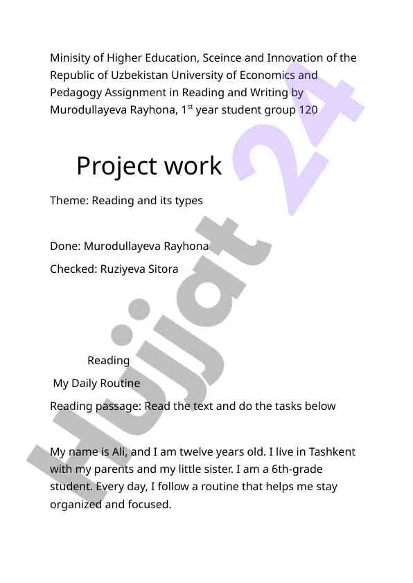 Reading and its types assignment for economics students