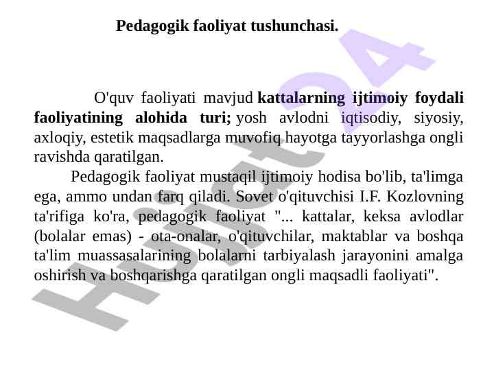 Pedagogik faoliyat tushunchasi va uning ahamiyati