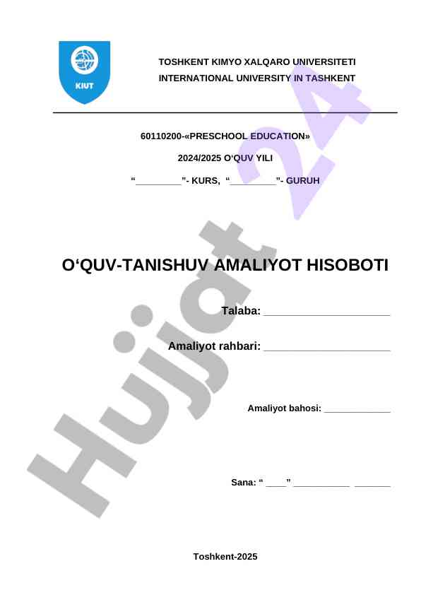 Maktabgacha ta'lim yo'nalishi amaliyot hisobotlari