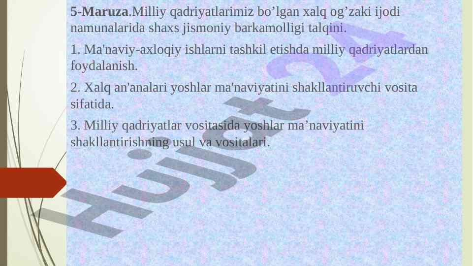 Shaxsning jismoniy barkamolligi va milliy qadriyatlar