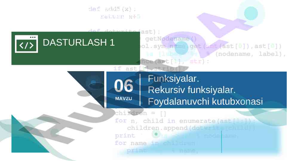 Rekursiv funksiyalar va foydalanuvchi kutubxonasi