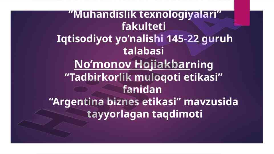 Argentina biznes etikasi taqdimoti
