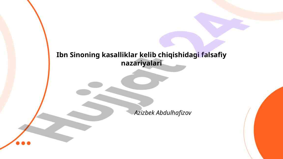 Ibn sinoning falsafiy nazariyalari va sog‘liq