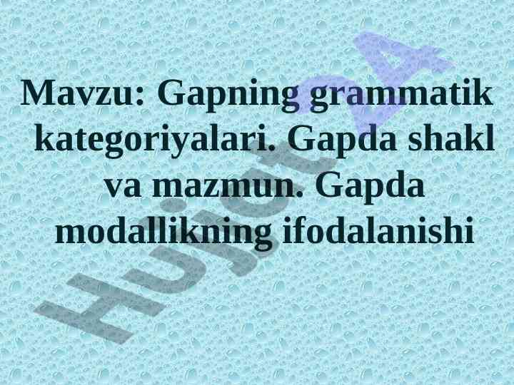 Gapning grammatik kategoriyalari va modallik