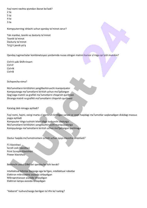 Kompyuter tarixi va asosiy elementlari