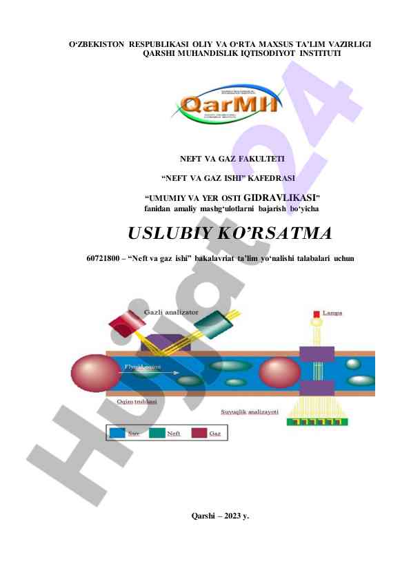 Umumiy va yer osti gidravlikasi fanidan usuliy ko‘rsatma