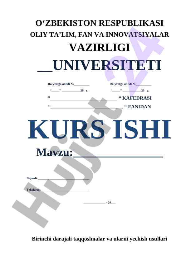 Birinchi Darajali Taqqoslmalar Va Ularni Yechish Usullari