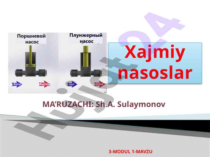 Xajmiy nasoslar va ularning energiya samaradorligi