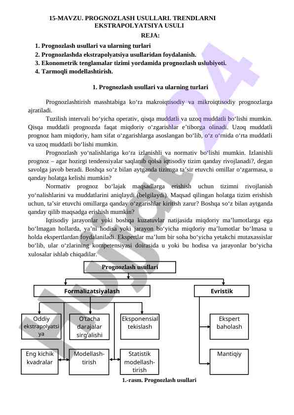 Prognozlash usullari va trendlarni ekstrapolyatsiya