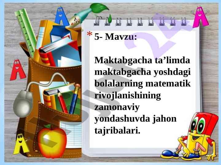 Maktabgacha yoshdagi bolalarning matematik rivojlanishi