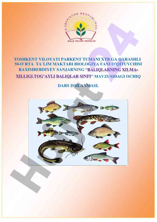 Baliqlarning xilma-xilligi tog’ayli baliqlar sinfi