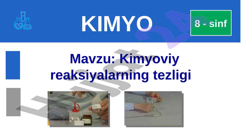 Kimyoviy reaksiyalarning tezligiga ta'sir etuvchi omillar