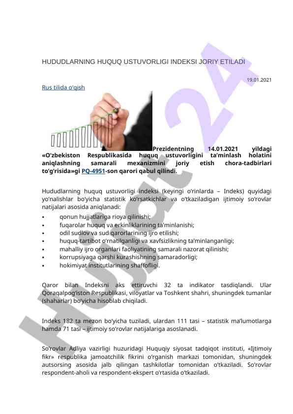 Hududlarning huquq ustuvorligi indeksi tahlili