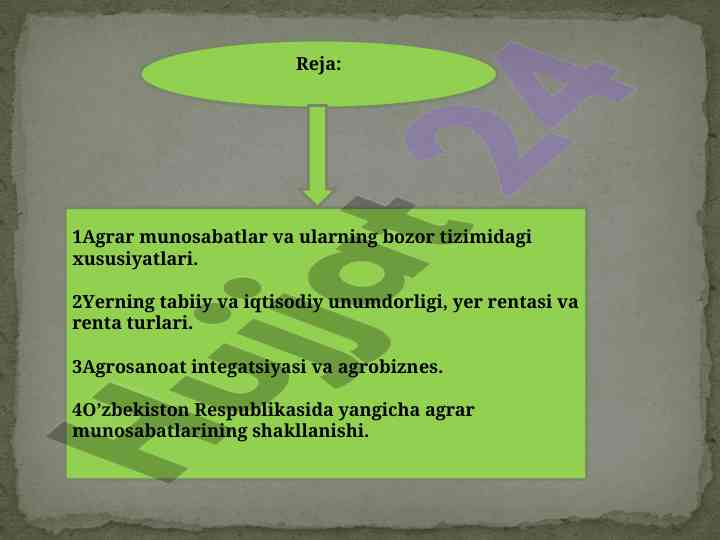 Bozor iqtisodiyoti sharoitida agrar munosabatlar