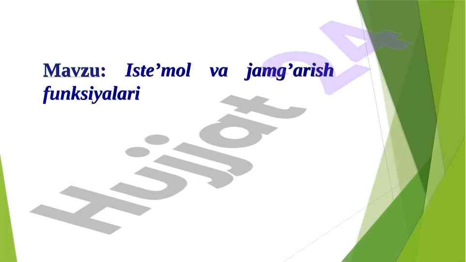 Iste’mol va jamg’arish funksiyalari tahlili